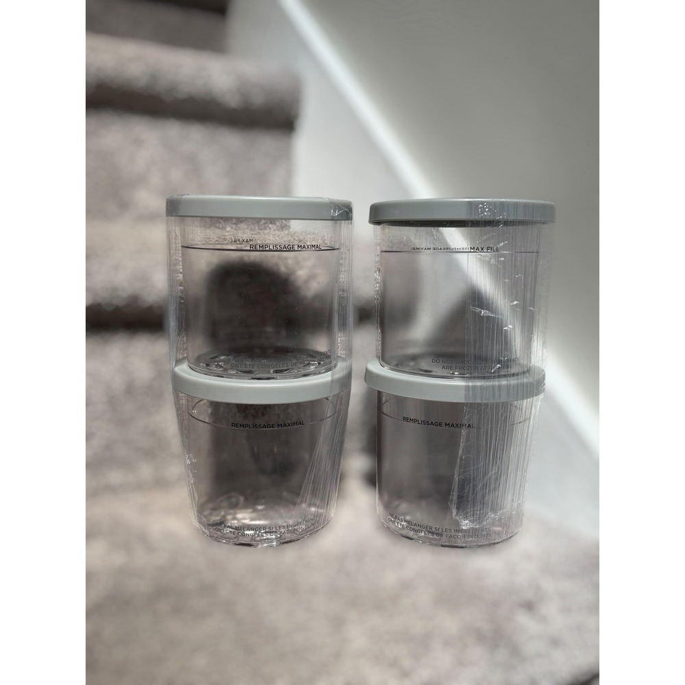 Genuine Ninja CREAMi 16oz Replacement Pint Containers Gray Lids Set of 4 NC300